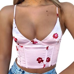 Silk Cropped Cami Bustier Top